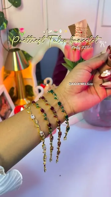 Anti-tarnish tulip bracelets worn on a wrist